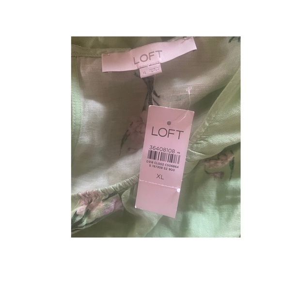 Loft Linen Blend Tiered Ballon Sleeve Dress‎ NWT - Picture 4 of 7